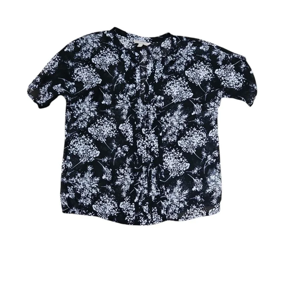 Banana Republic Sheer Floral Blouse S Whimsigoth Dark Academia Botanical